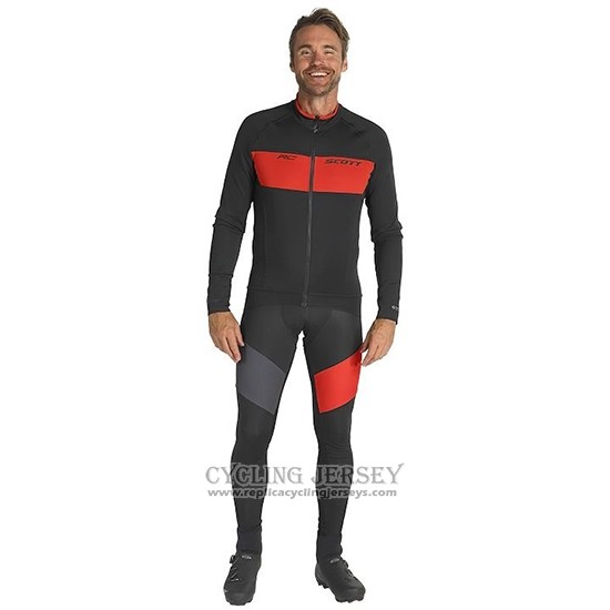 2019 Cycling Jersey Scott Rc Ff Black Red Long Sleeve And Bib Tight